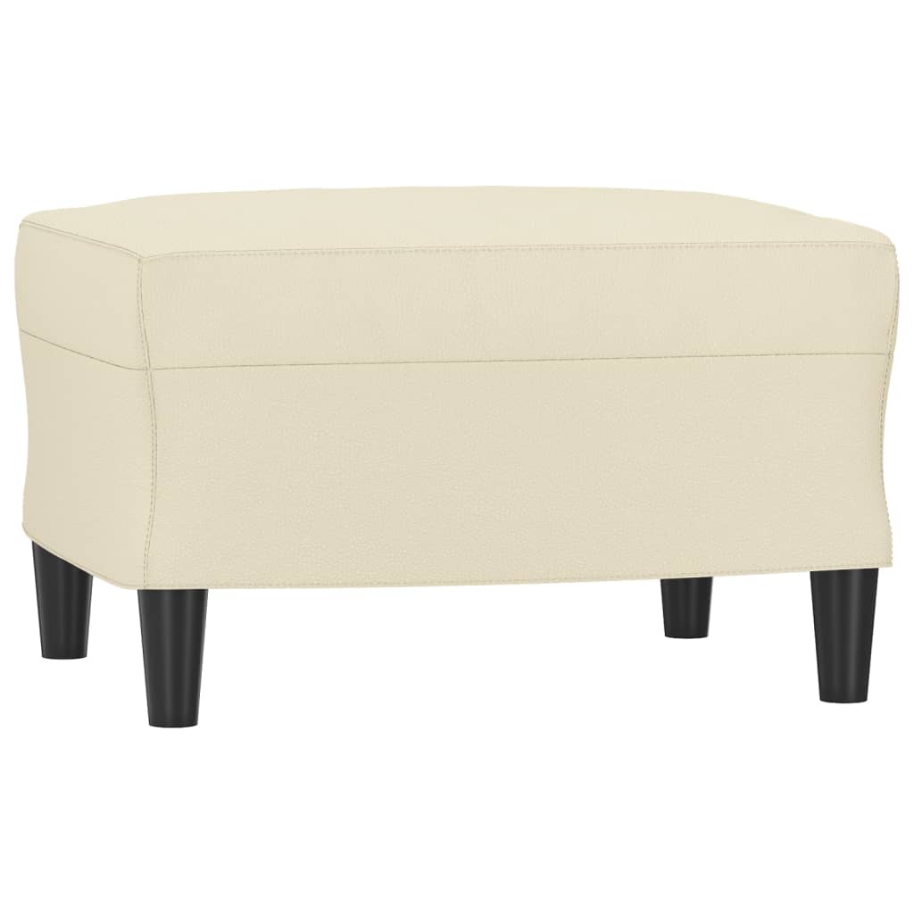 Fotelja s tabureom krem 60 cm od umjetne kože