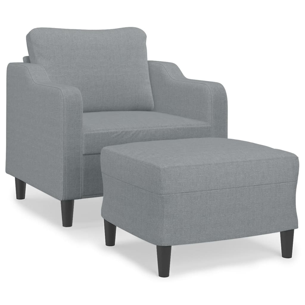 Fotelja s tabureom svjetlosiva 60 cm od tkanine