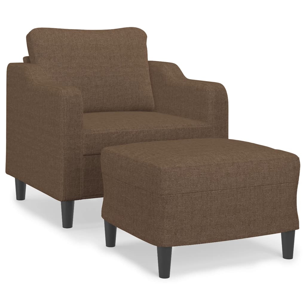 Fotelja s tabureom smeđa 60 cm od tkanine