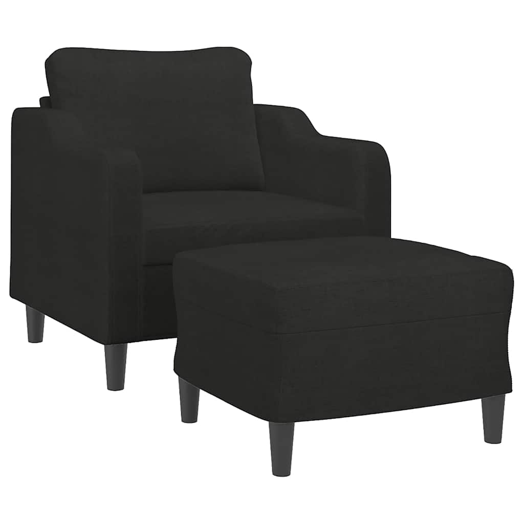 Fotelja s tabureom crna 60 cm od tkanine