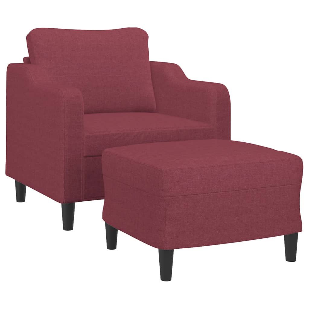 Fotelja s tabureom crvena boja vina 60 cm od tkanine