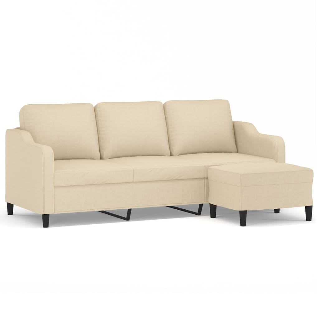 Trosjed s tabureom krem 180 cm od tkanine