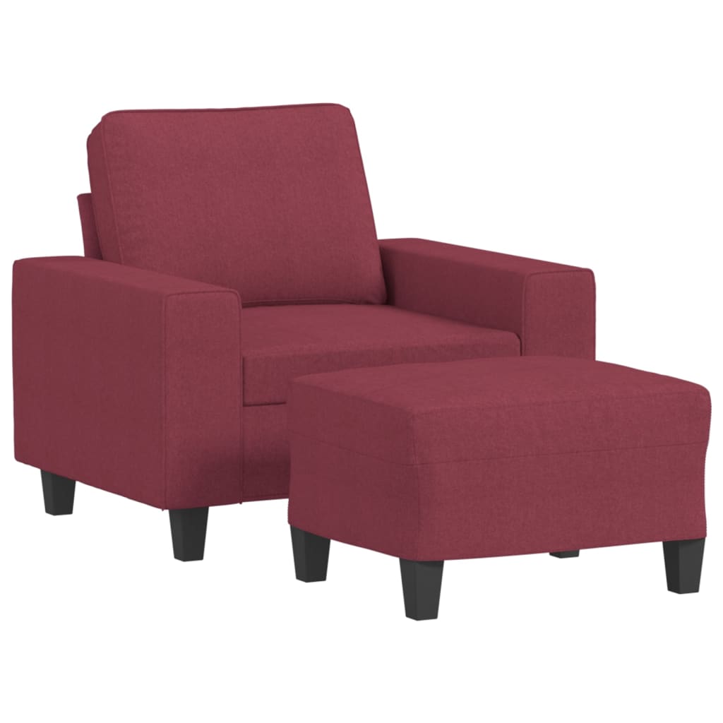 Fotelja s tabureom crvena boja vina 60 cm od tkanine