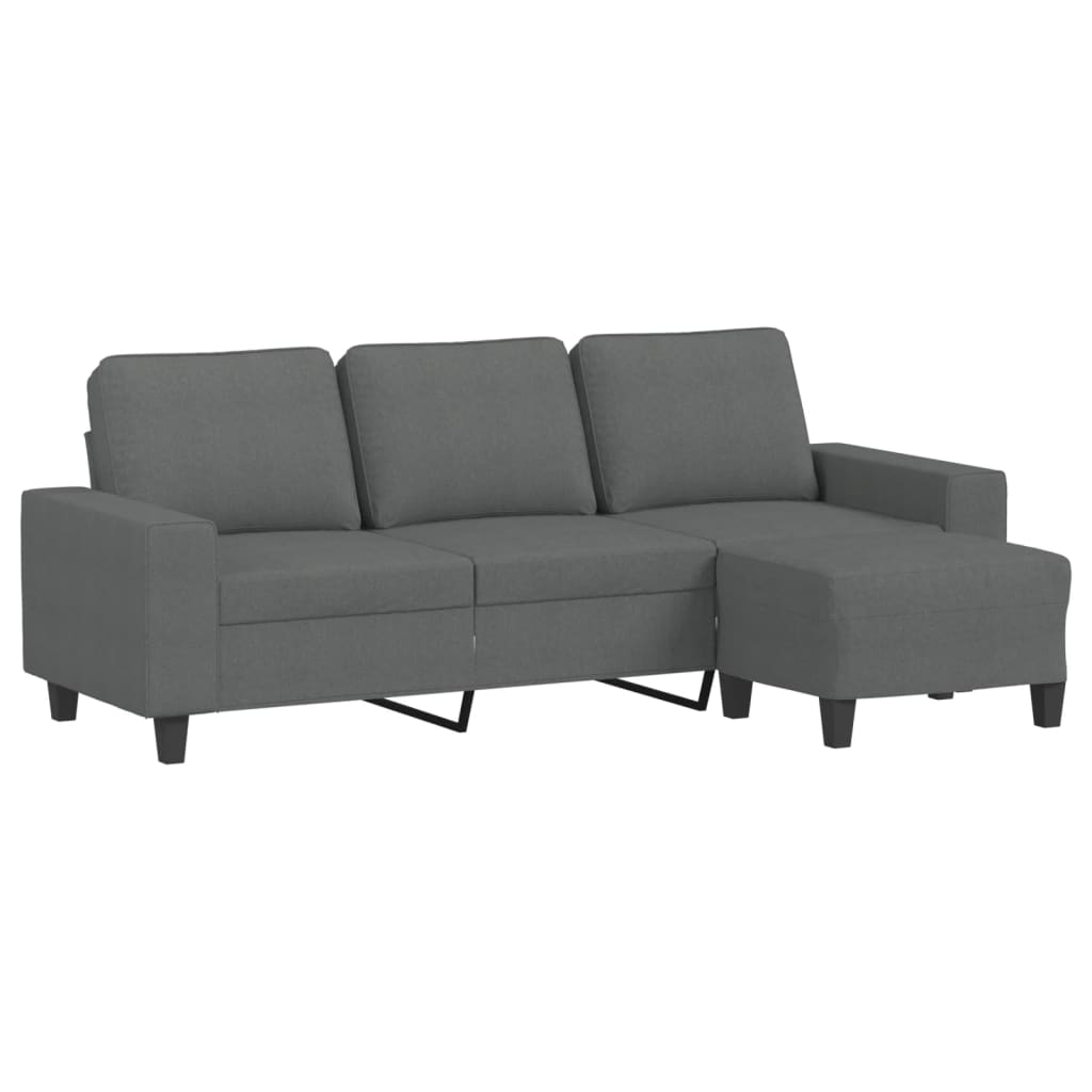 Trosjed s tabureom tamnosivi 180 cm od tkanine