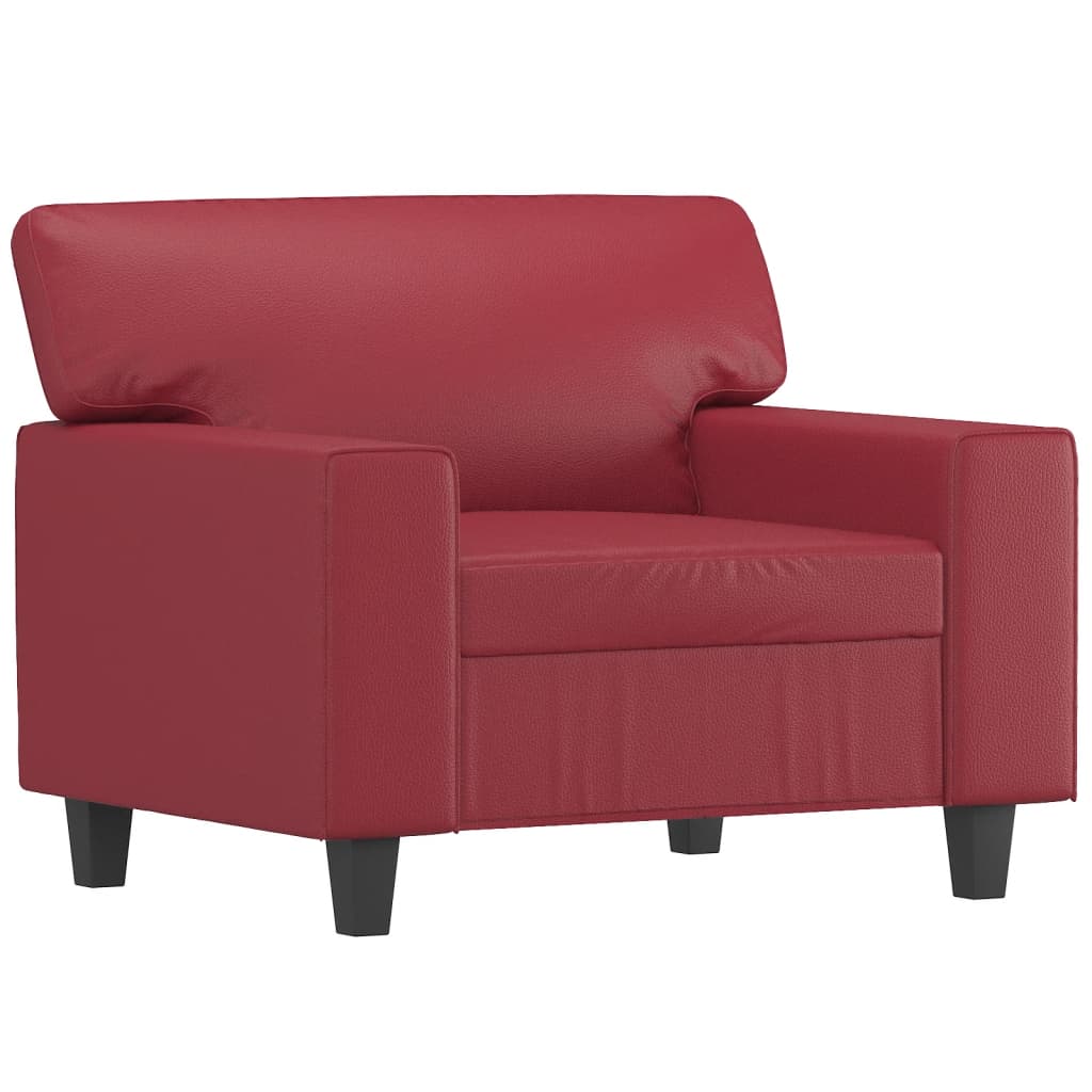 Fotelja s tabureom crvena boja vina 60 cm od umjetne kože
