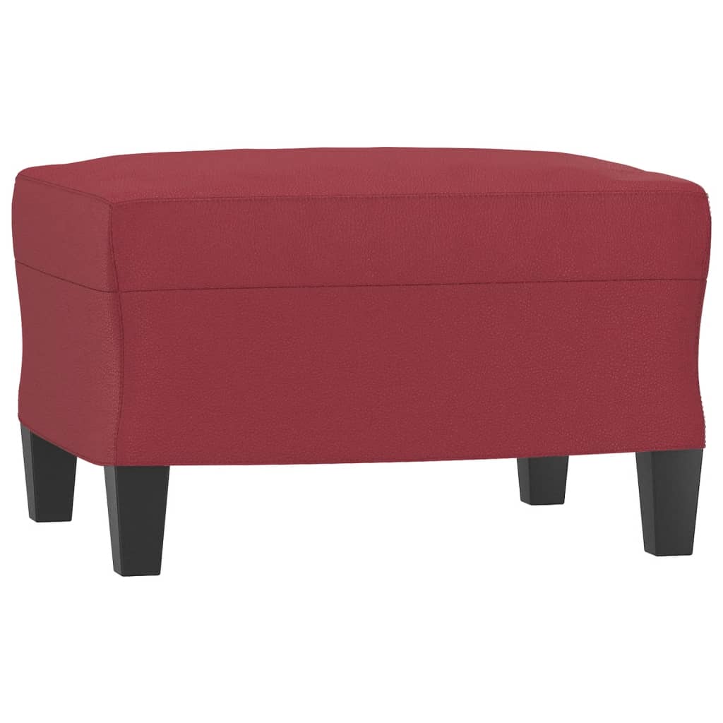 Fotelja s tabureom crvena boja vina 60 cm od umjetne kože