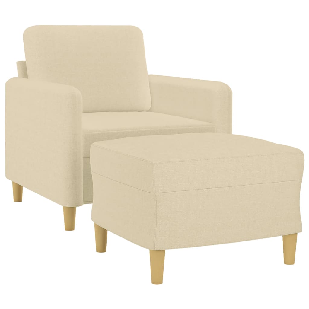 Fotelja s tabureom krem 60 cm od tkanine