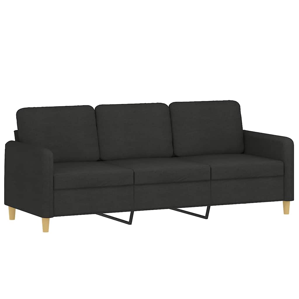 Trosjed s tabureom crni 180 cm od tkanine
