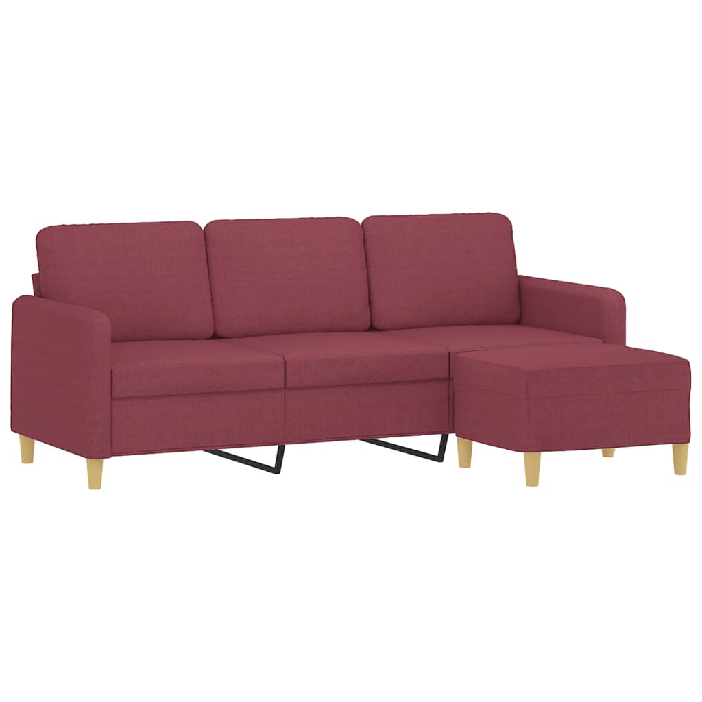 Trosjed s tabureom crvena boja vina 180 cm od tkanine