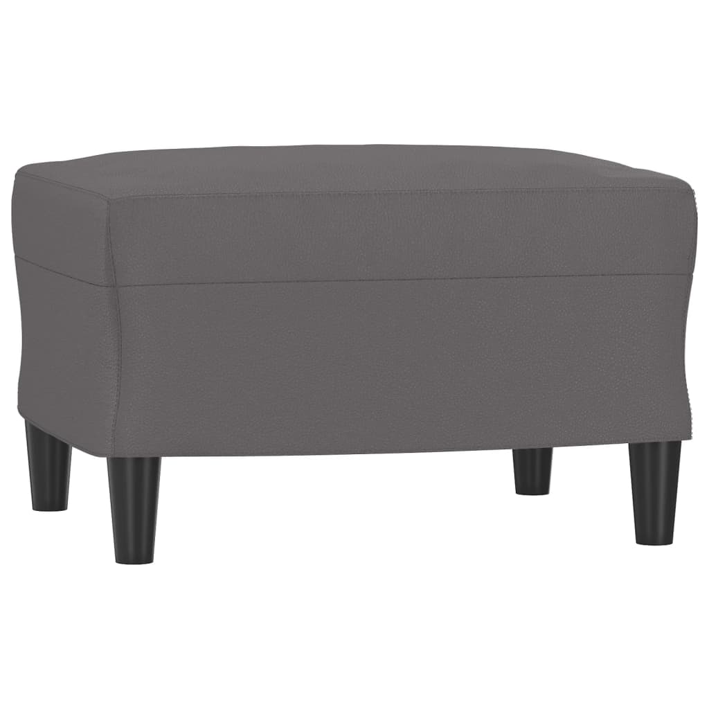 Fotelja s tabureom siva 60 cm od umjetne kože