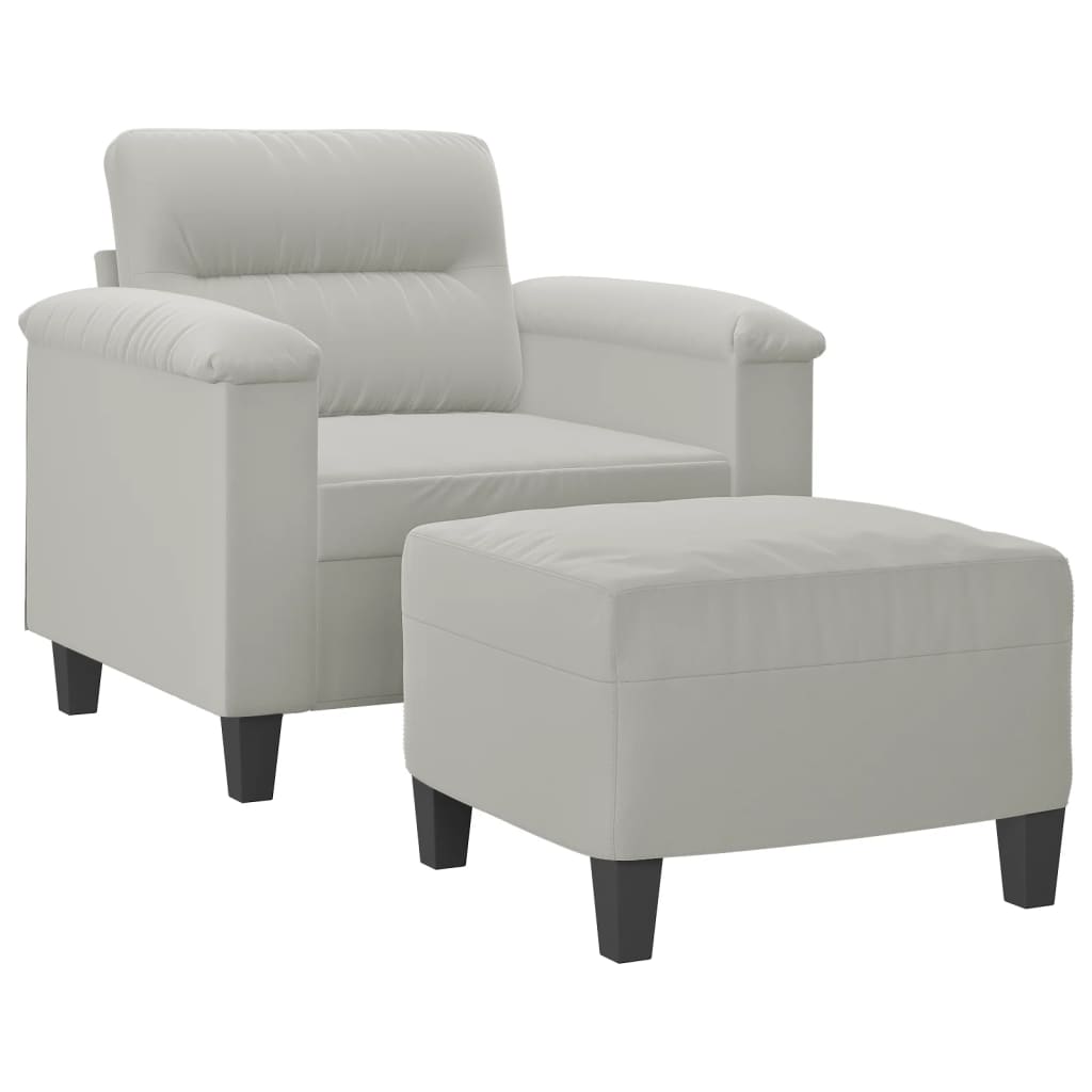 Fotelja s tabureom svjetlosiva 60 cm od mikrovlakna