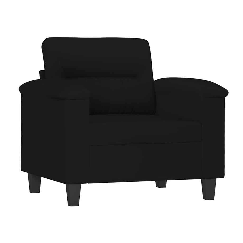 Fotelja s tabureom crna 60 cm od mikrovlakna