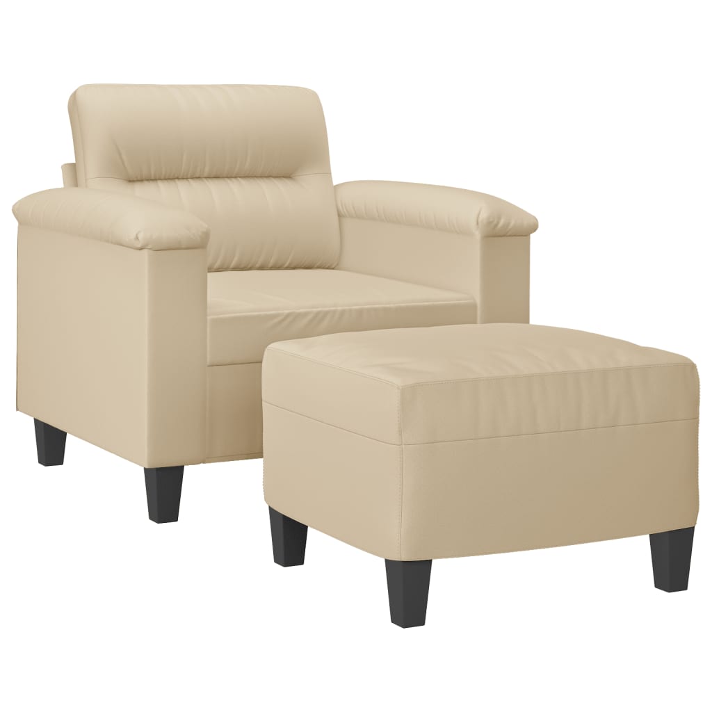 Fotelja s tabureom krem 60 cm od mikrovlakana