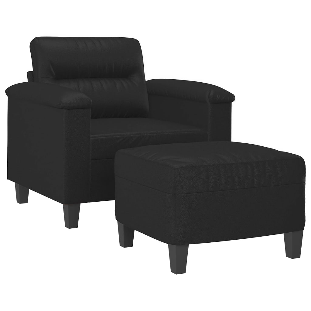Fotelja s tabureom 60 cm od umjetne kože