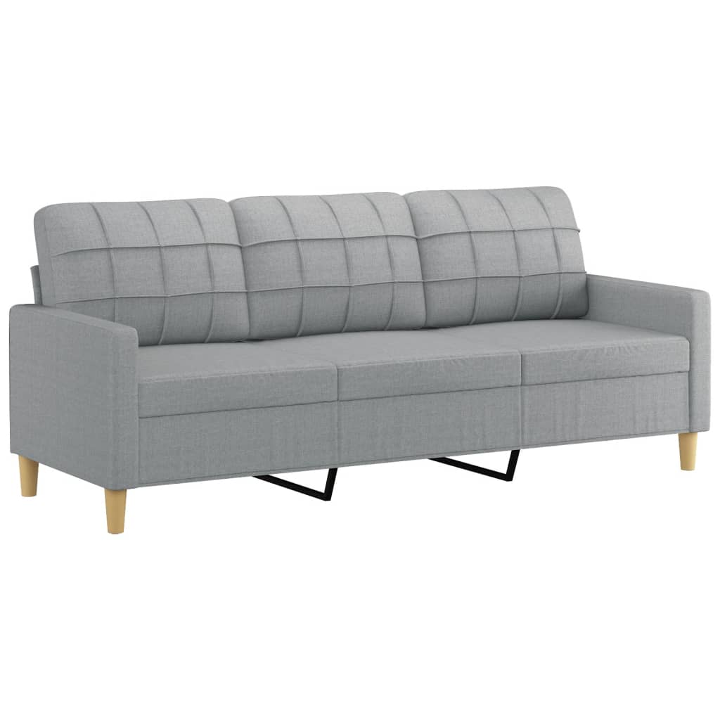 3-dijelni set sofa s jastucima svjetlosivi od tkanine