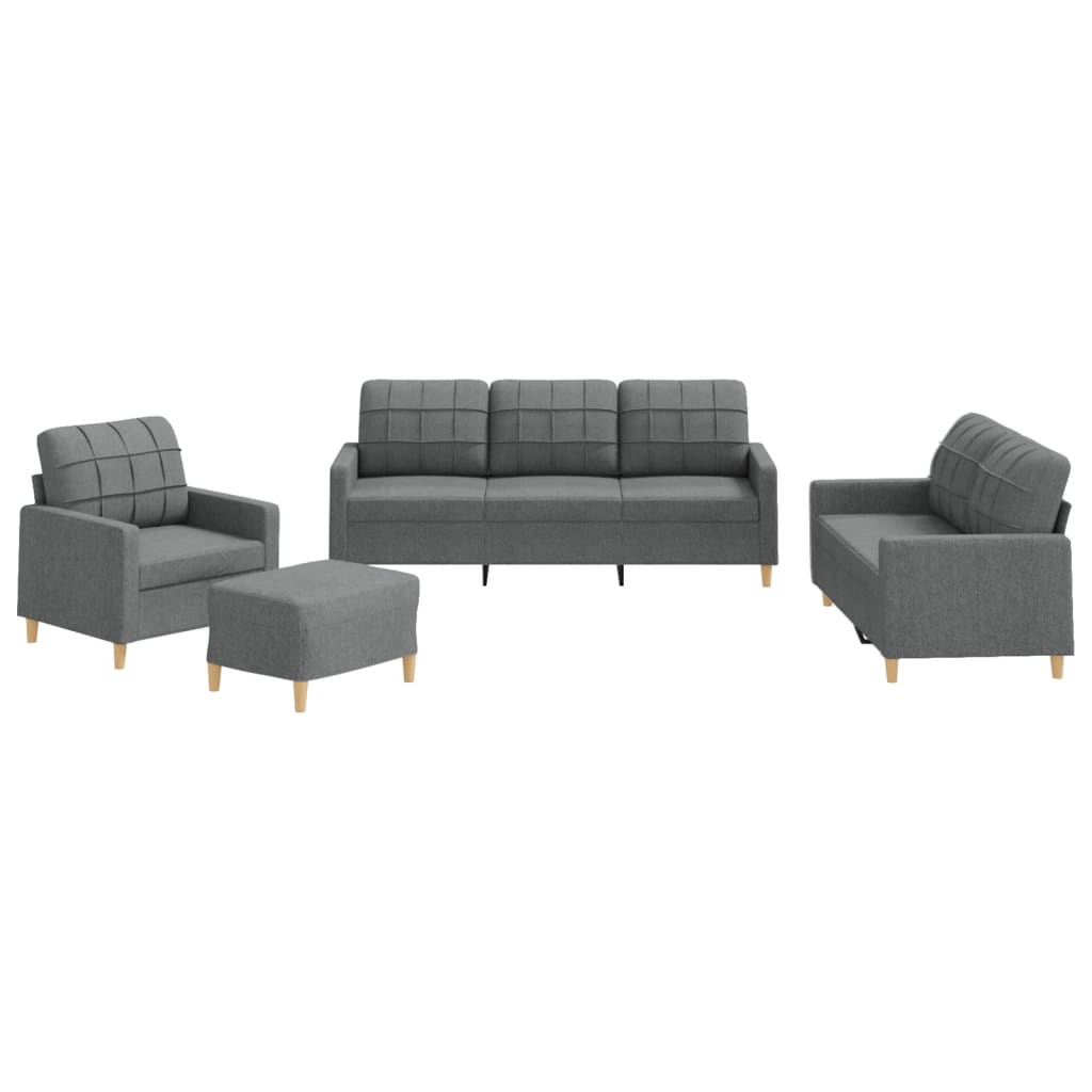 4-dijelni set sofa s jastucima tamnosivi od tkanine