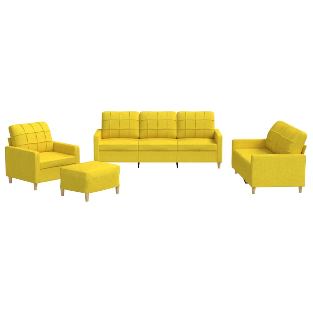 4-dijelni set sofa s jastucima svjetložuti od tkanine