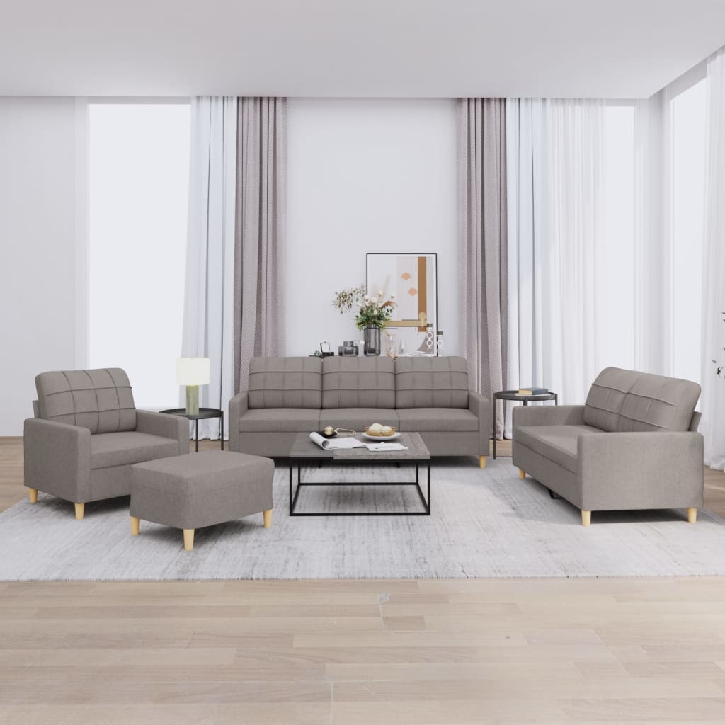 4-dijelni set sofa s jastucima smeđesivi od tkanine