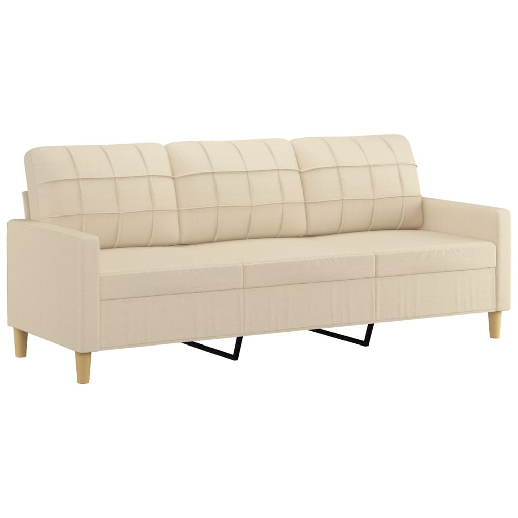 4-dijelni set sofa s jastucima krem od tkanine