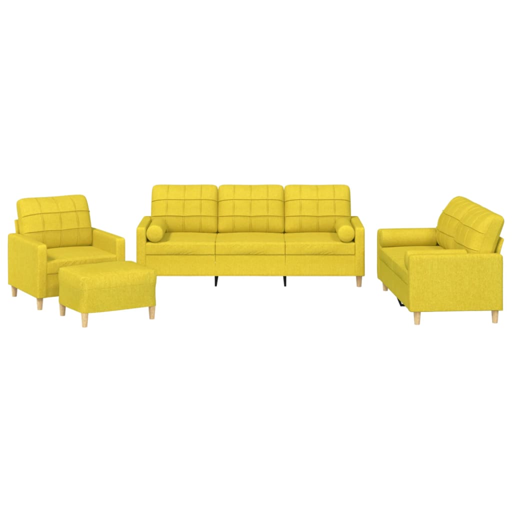 4-dijelni set sofa s jastucima svjetložuti od tkanine