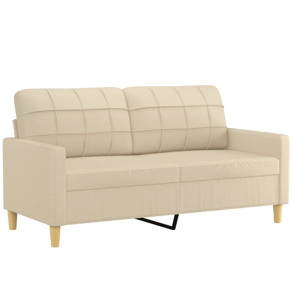 2-dijelni set sofa s jastucima krem od tkanine
