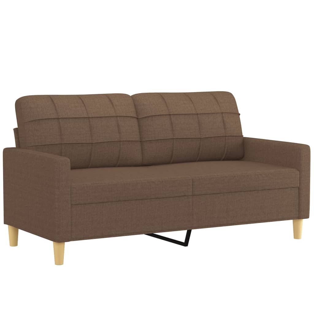 2-dijelni set sofa s jastucima smeđi od tkanine