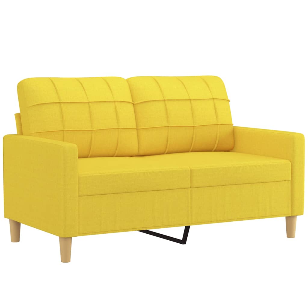 2-dijelni set sofa s jastucima svjetložuti od tkanine