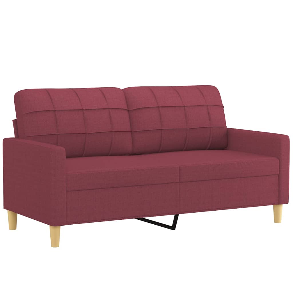 3-dijelni set sofa s jastucima crvena boja vina od tkanine