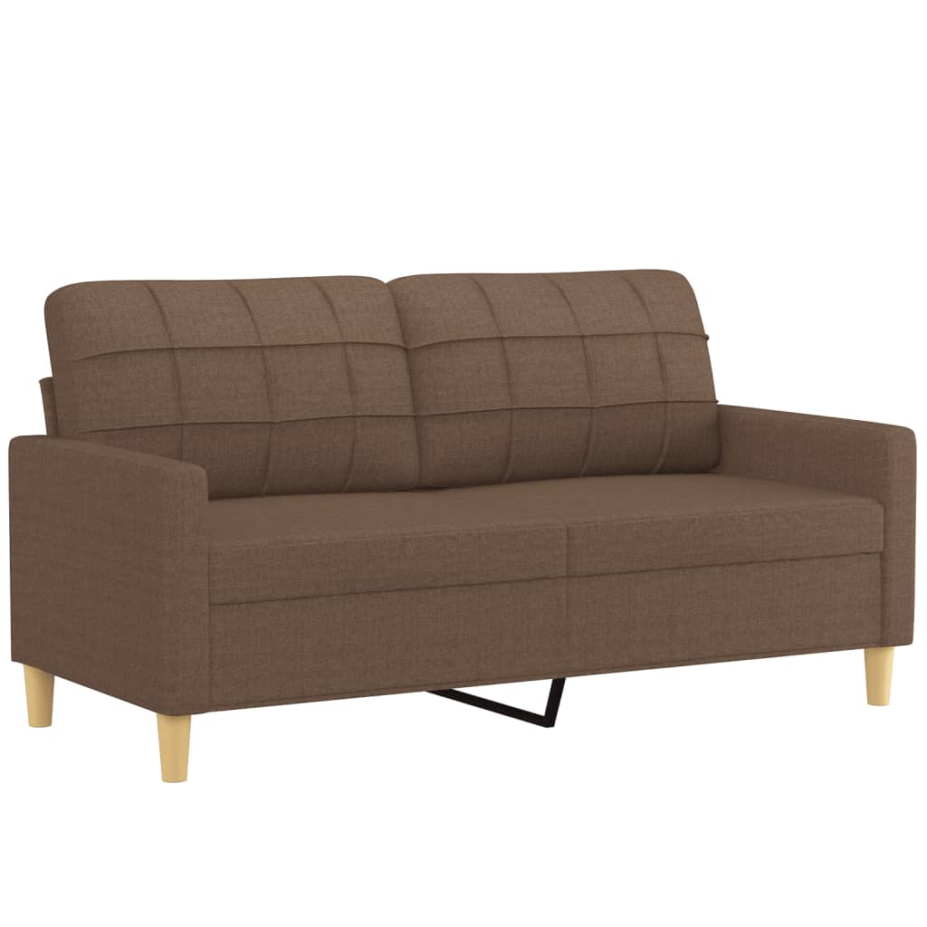 2-dijelni set sofa s jastucima smeđi od tkanine