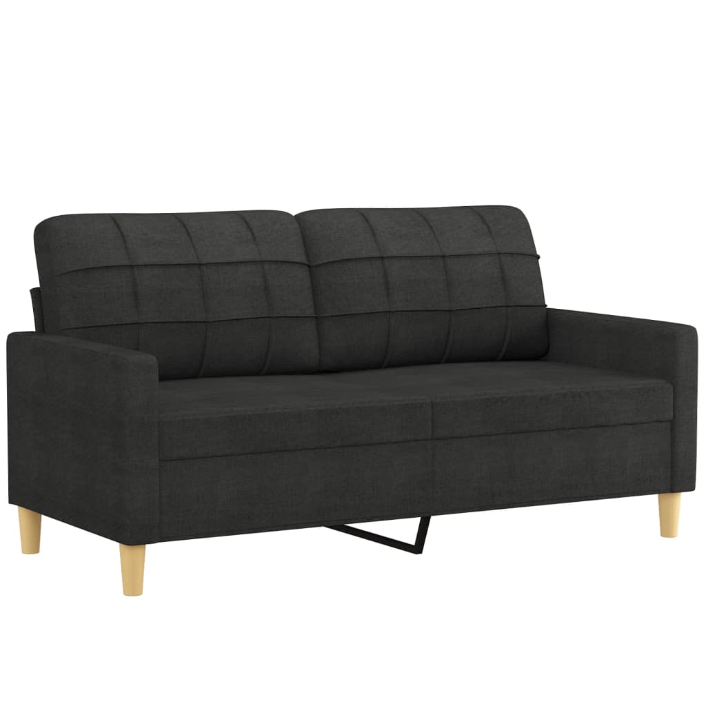 2-dijelni set sofa s jastucima crni od tkanine
