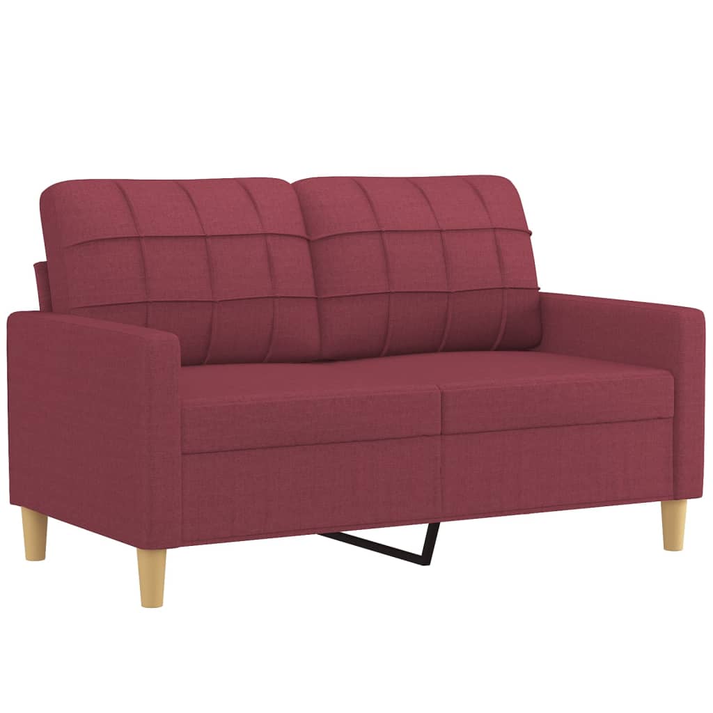 2-dijelni set sofa s jastucima crvena boja vina od tkanine