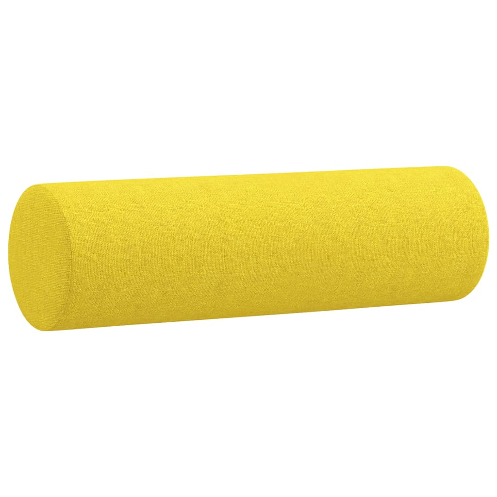 3-dijelni set sofa s jastucima svjetložuti od tkanine