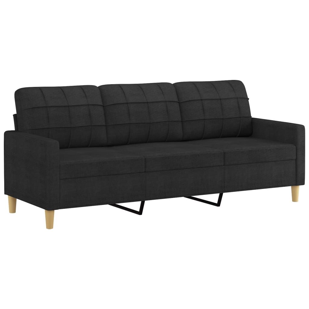 2-dijelni set sofa s jastucima crni od tkanine