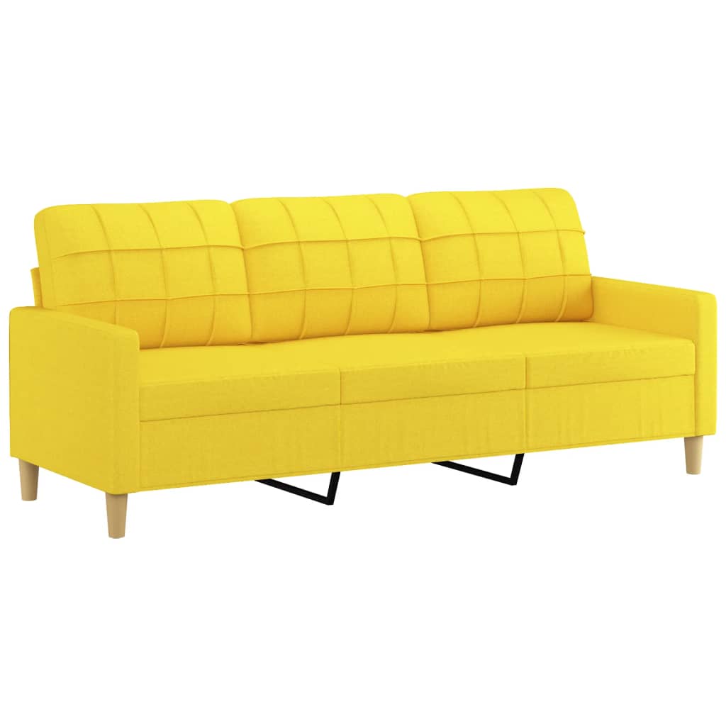 2-dijelni set sofa s jastucima svjetložuti od tkanine