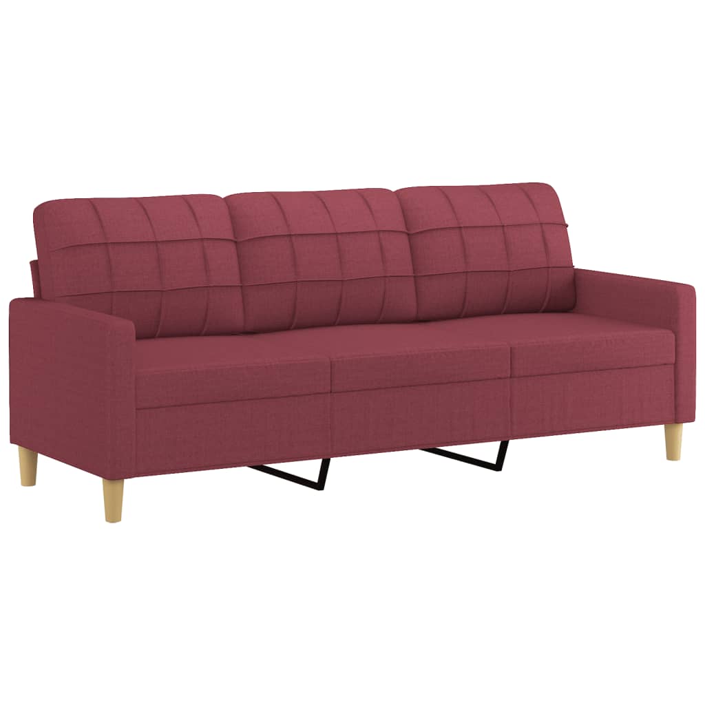 2-dijelni set sofa s jastucima crvena boja vina od tkanine