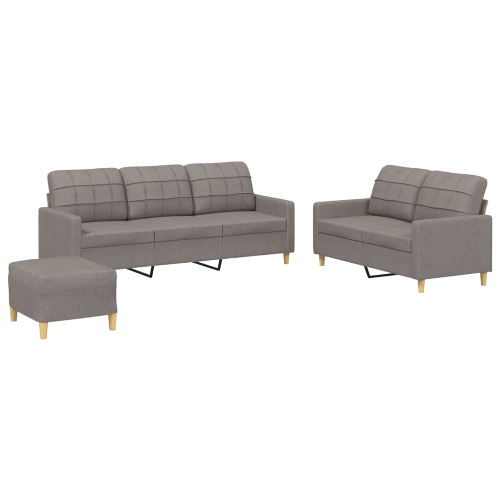 3-dijelni set sofa s jastucima smeđesivi od tkanine