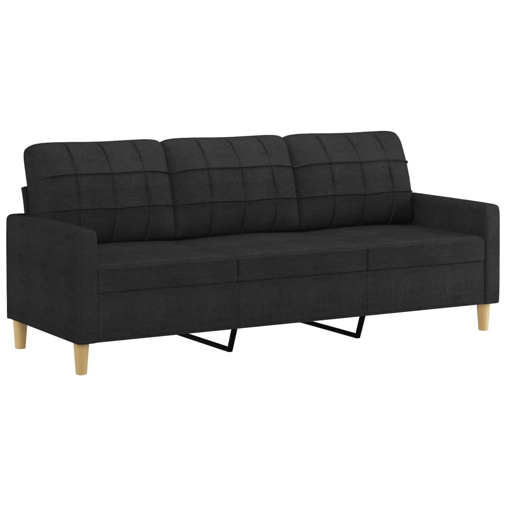 2-dijelni set sofa s jastucima crni od tkanine
