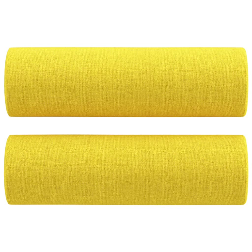 2-dijelni set sofa s jastucima svjetložuti od tkanine