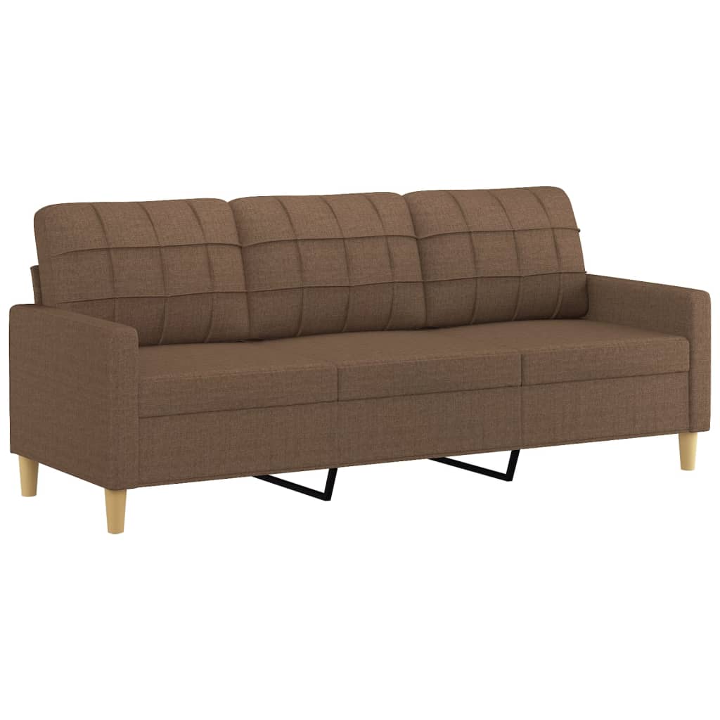3-dijelni set sofa s jastucima smeđi od tkanine