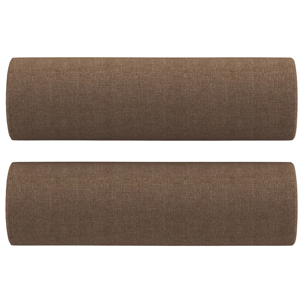 3-dijelni set sofa s jastucima smeđi od tkanine