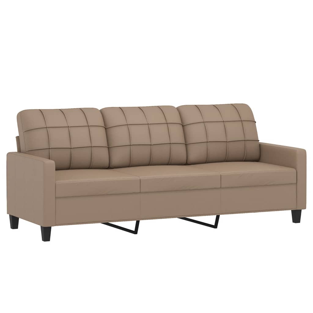 3-dijelni set sofa s jastucima boja cappuccina od umjetne kože