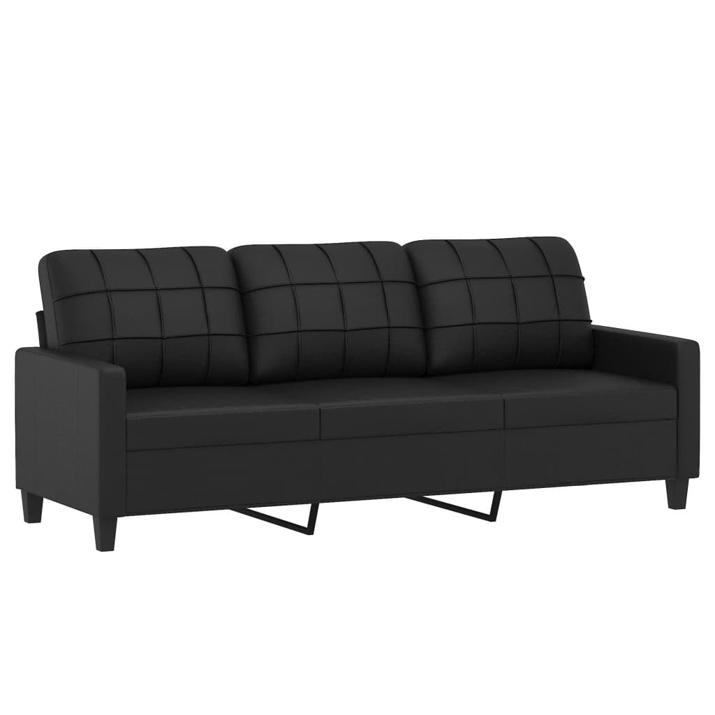 4-dijelni set sofa s jastucima crni od umjetne kože