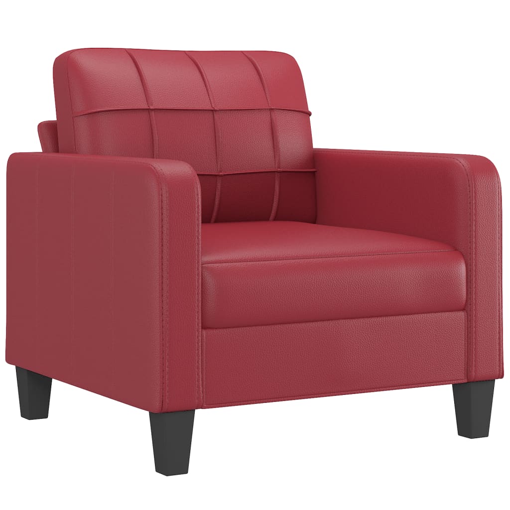4-dijelni set sofa s jastucima crvena boja vina od umjetne kože