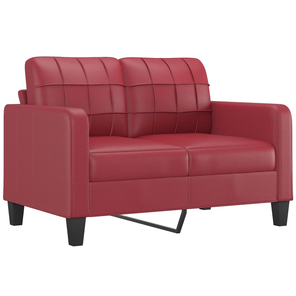 4-dijelni set sofa s jastucima crvena boja vina od umjetne kože