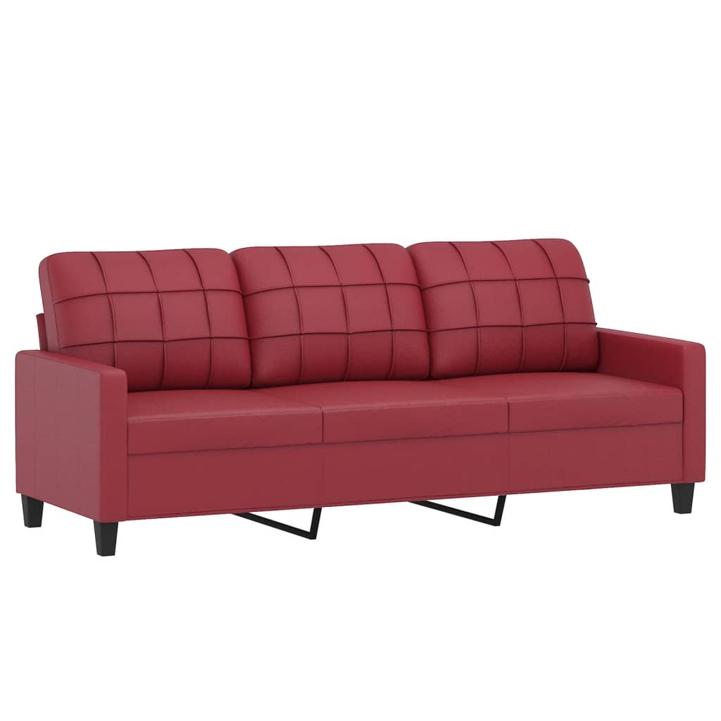 4-dijelni set sofa s jastucima crvena boja vina od umjetne kože