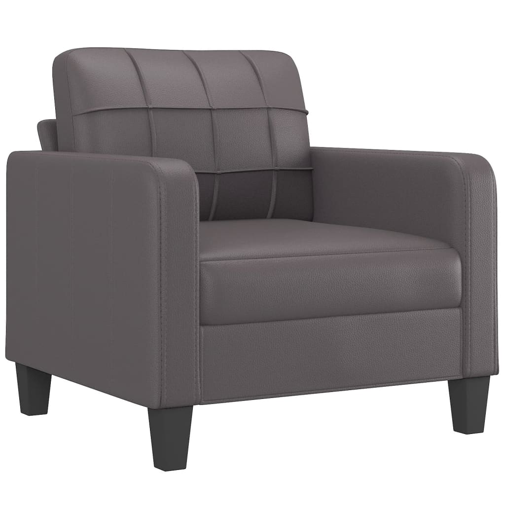 3-dijelni set sofa s jastucima sivi od umjetne kože