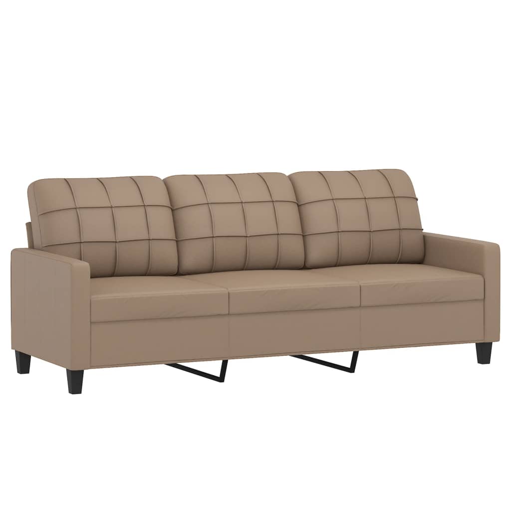 3-dijelni set sofa s jastucima boja cappuccina od umjetne kože