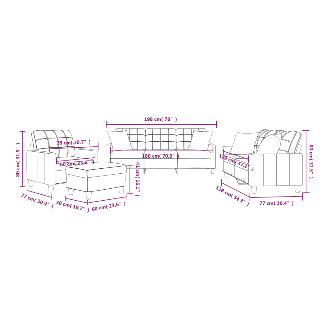 4-dijelni set sofa s jastucima crni od umjetne kože