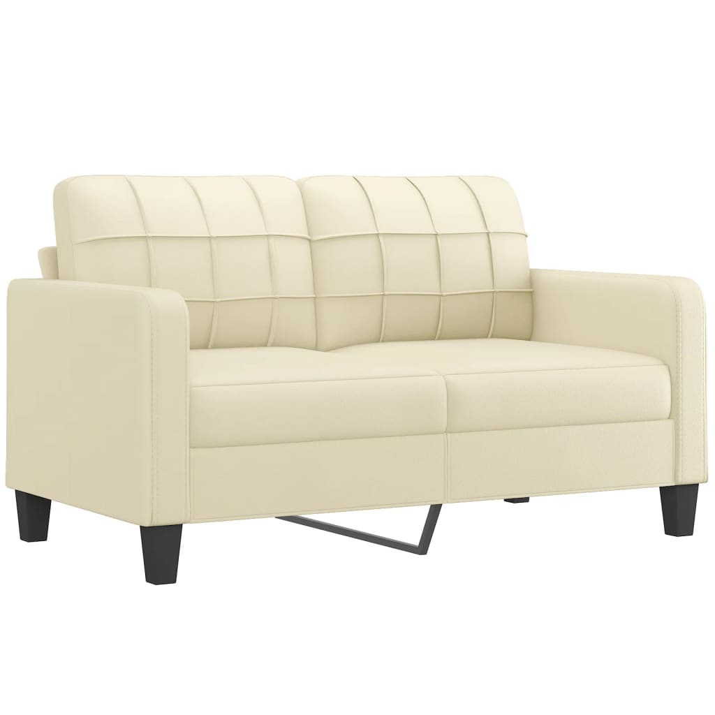 2-dijelni set sofa s jastucima krem od umjetne kože