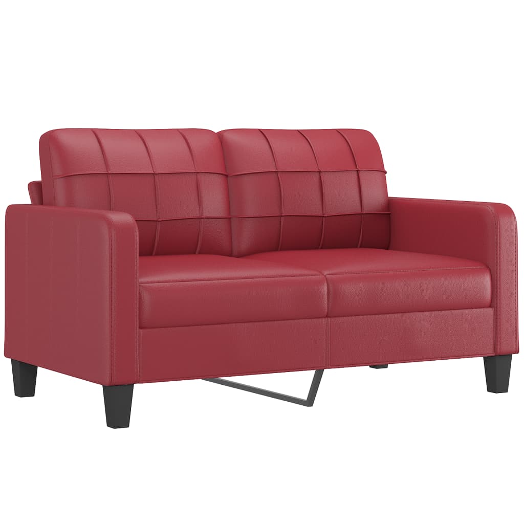 2-dijelni set sofa s jastucima boja vina od umjetne kože